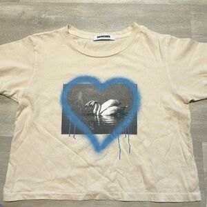 NWOT Free People Daydreamer Crop Swan Tee, Size M